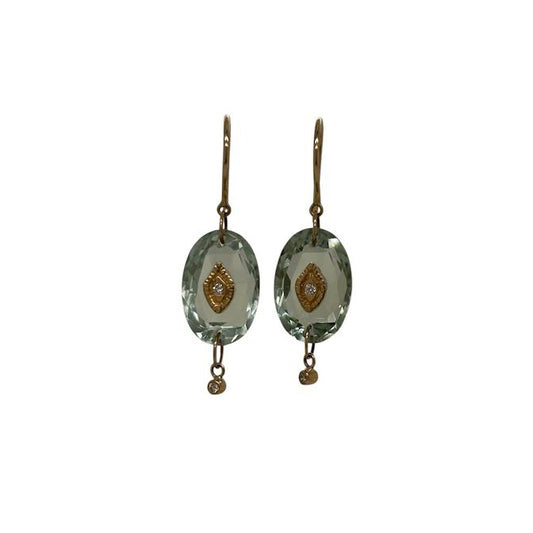 Pascale Monvoisin 9KT "SOUAD" Green Amethyst and Diamond Earrings