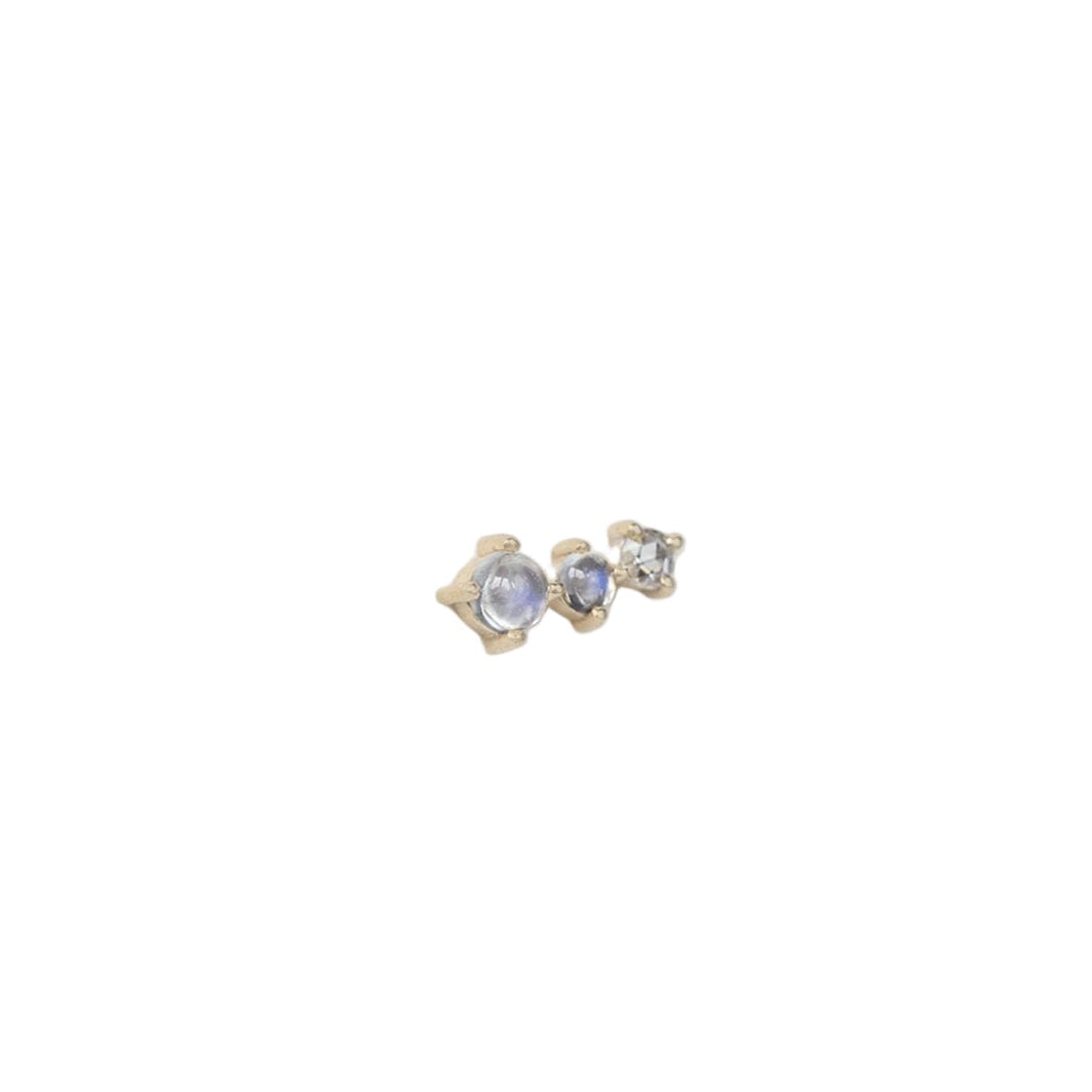 Celine Daoust 14k Two Moonstones One Diamond Single Earring