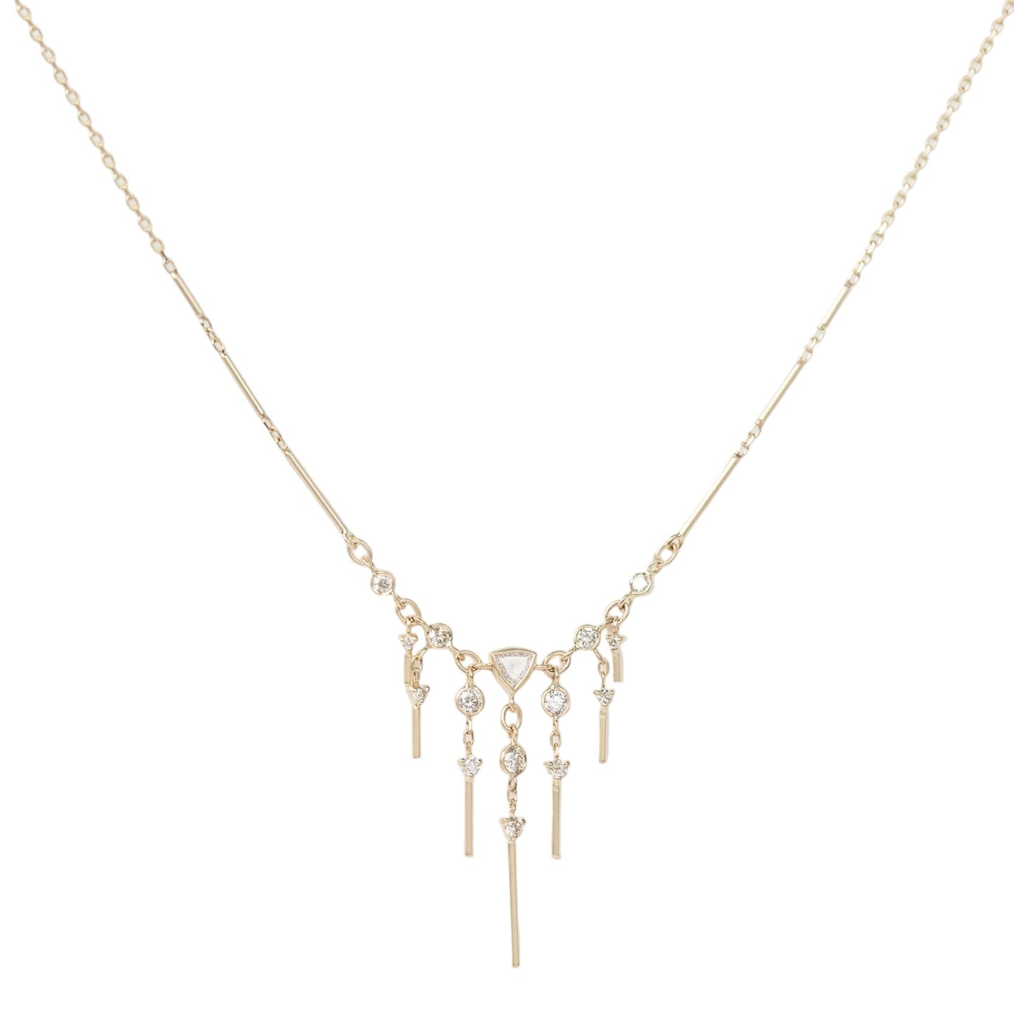Celine Daoust 14k Dream Maker Triangle and Dangling Diamonds Necklace