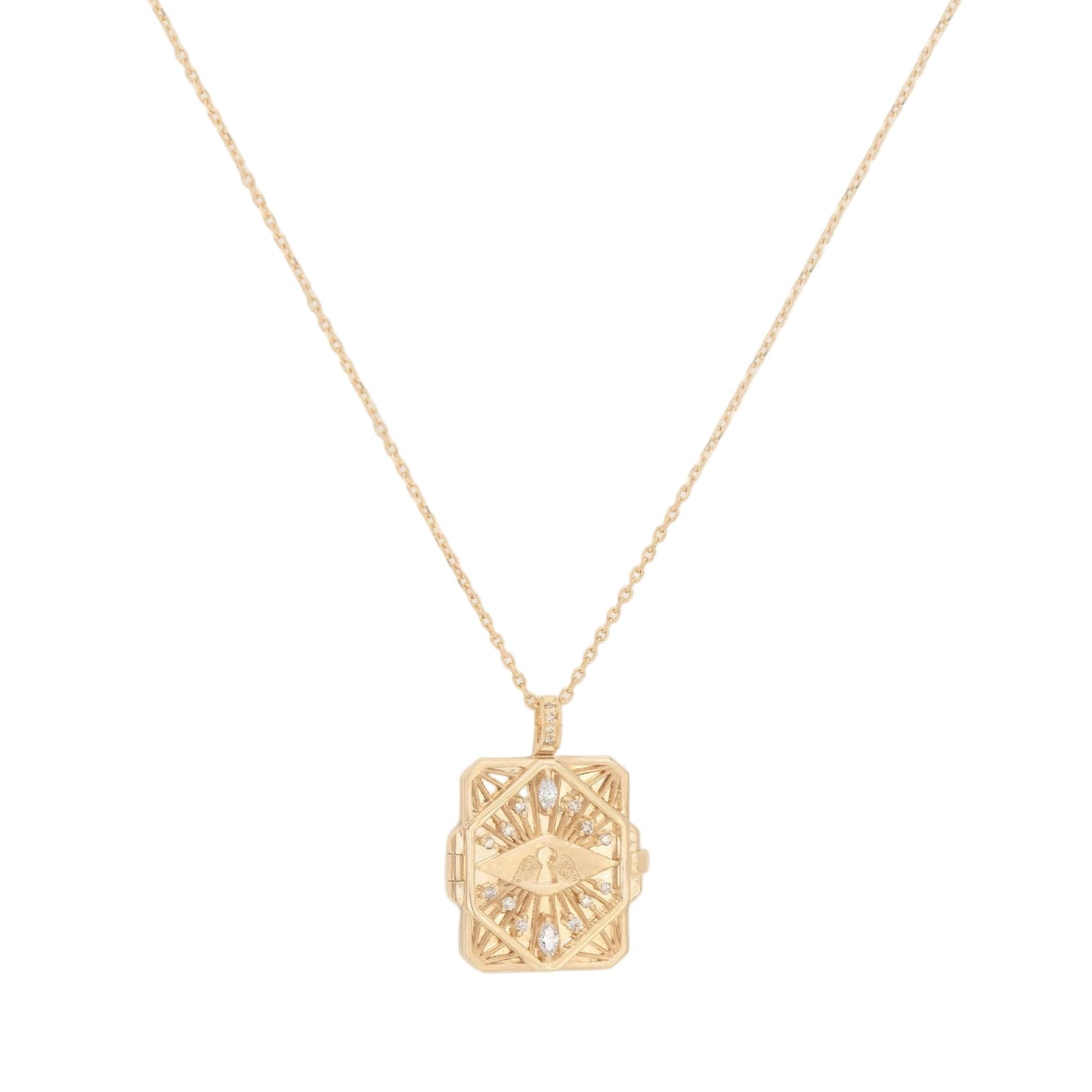 Celine Daoust 14k Diamond and Key Open Book Necklace