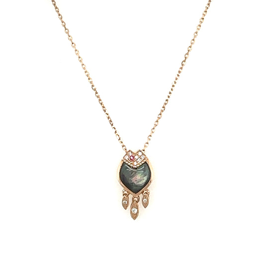 Nayla Arida 18KT Gemstone Mini Fish Necklace