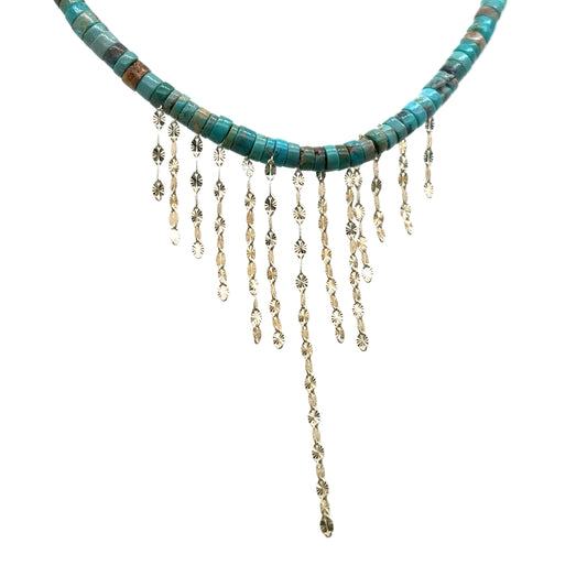Pascale Monvoisin 9KT Turquoise Bead and Chain Necklace