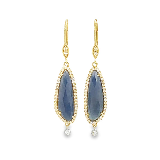 Meria T 14kt Sapphire Slice Diamond Dangle Earrings