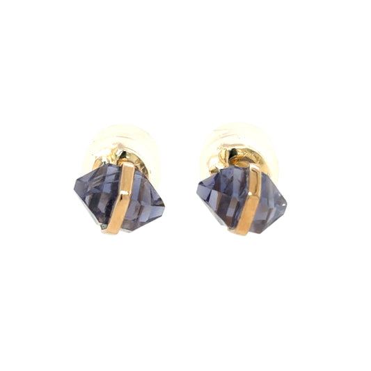 Melissa Joy Manning 14KT "Herkimer Cut" Iolite Stud Earrings