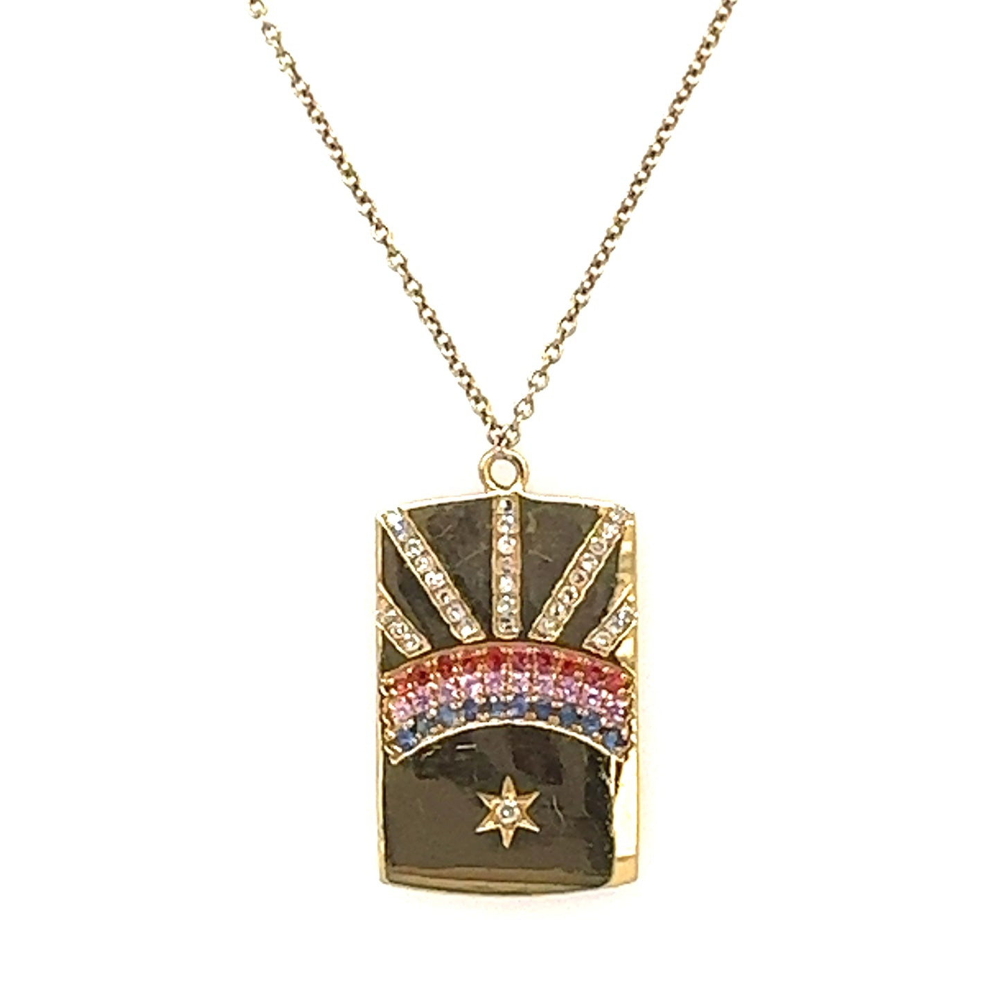14kt Rainbow Sapphire Sunbeam Necklace