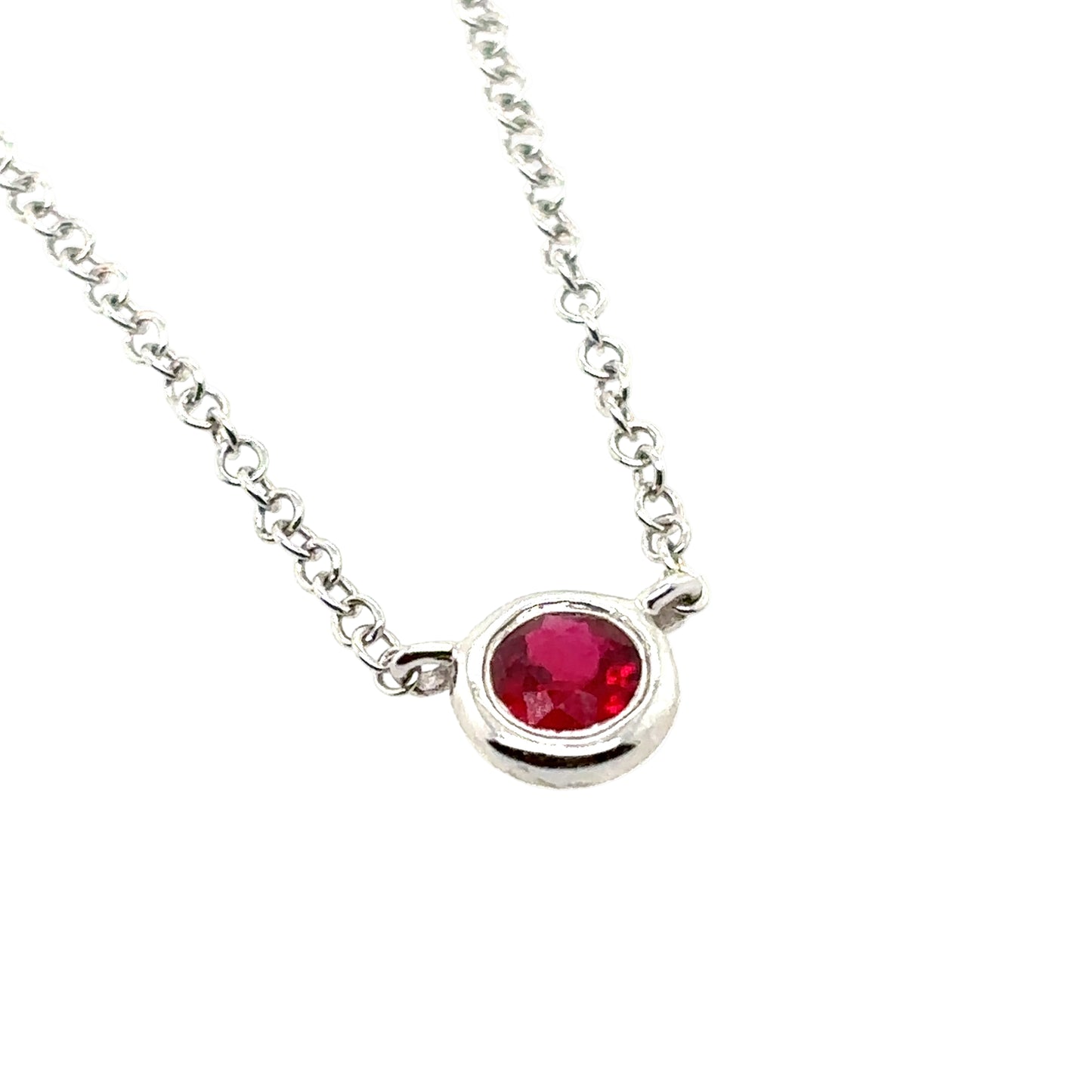 14KT Delicate Bezel-Set Ruby Necklace