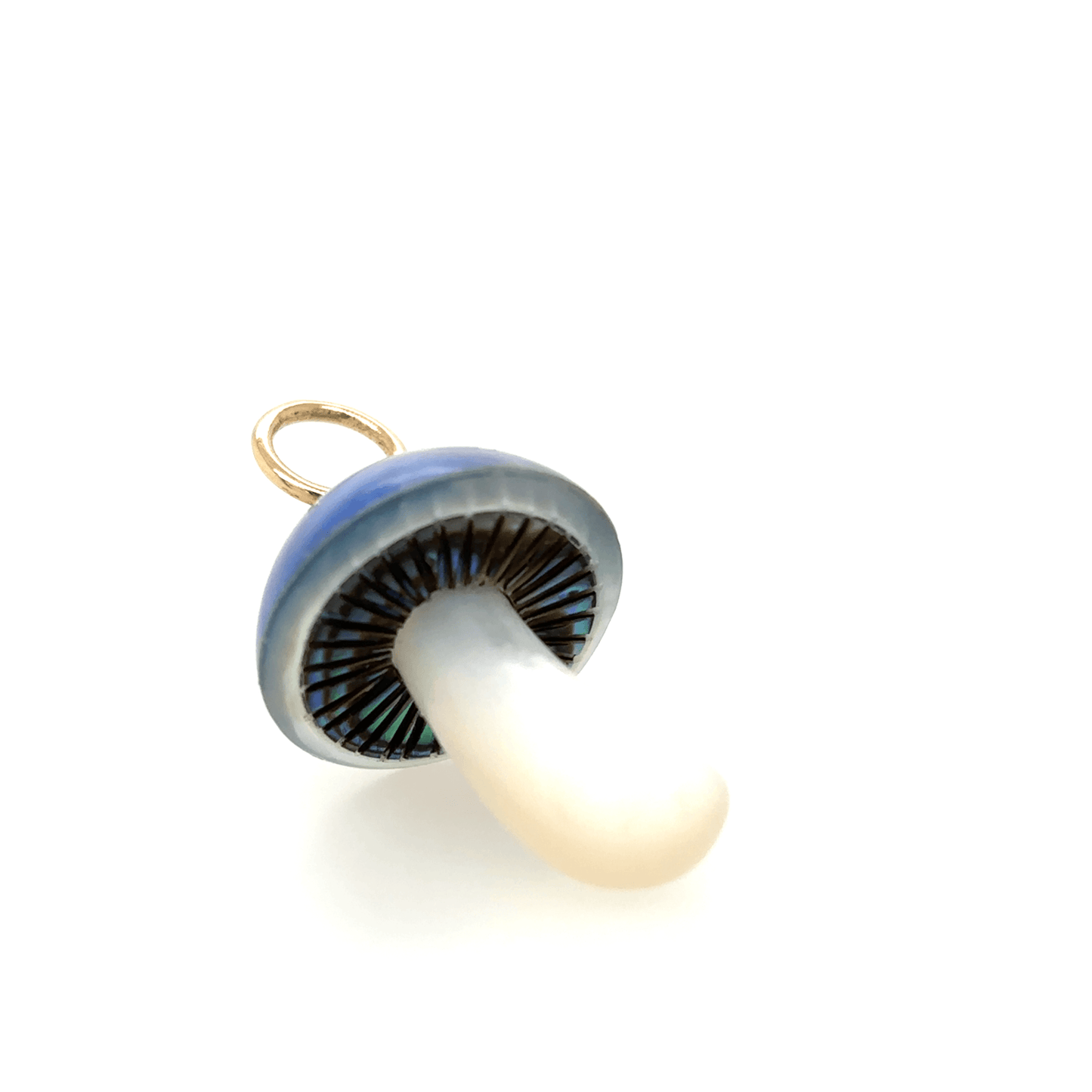 Maura Green Blue Mabe Pearl Mushroom Charm with Diamond Accent 14KY