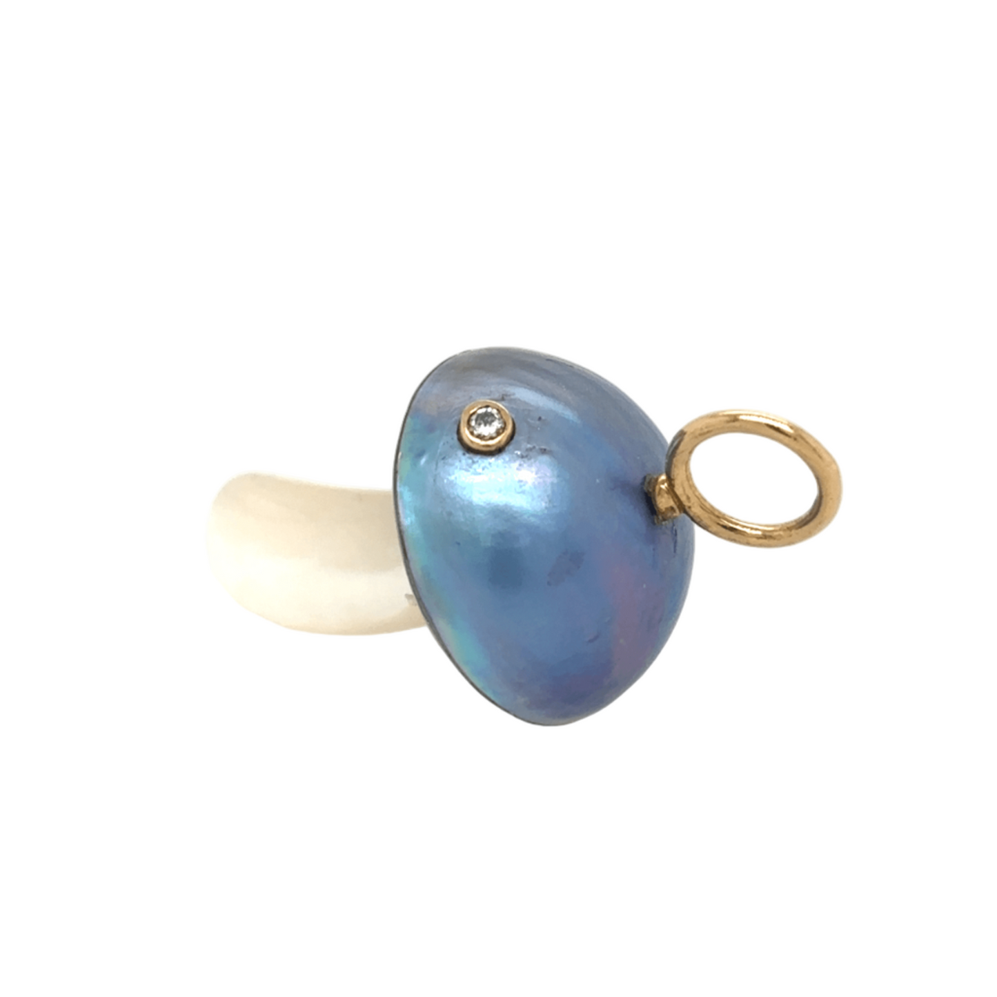 Maura Green 14KT Blue Mabe Pearl Mushroom Charm with Diamond Accent