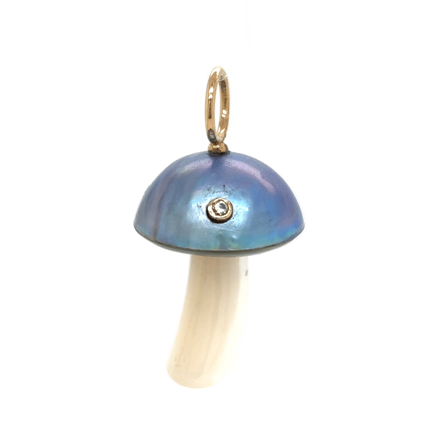 Maura Green 14KT Blue Mabe Pearl Mushroom Charm with Diamond Accent