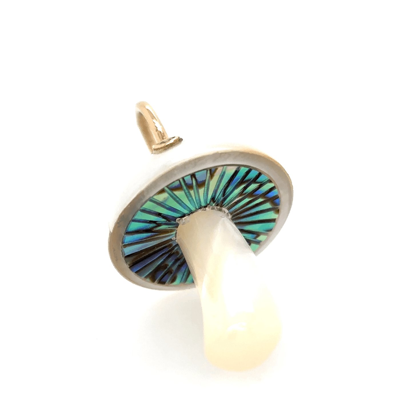 Maura Green White Mabe Pearl Mushroom Charm with Diamond Accent 14KY