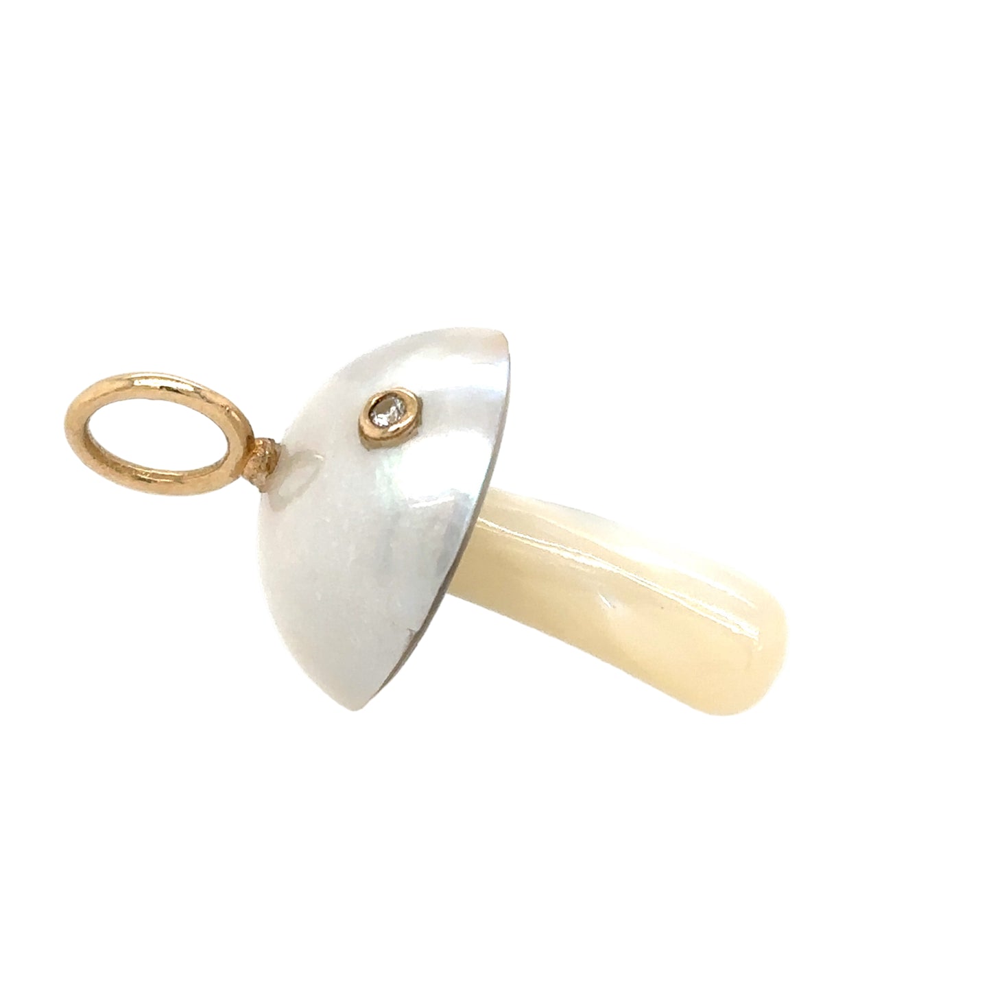 Maura Green 14KT White Mabe Pearl Mushroom Charm with Diamond Accent
