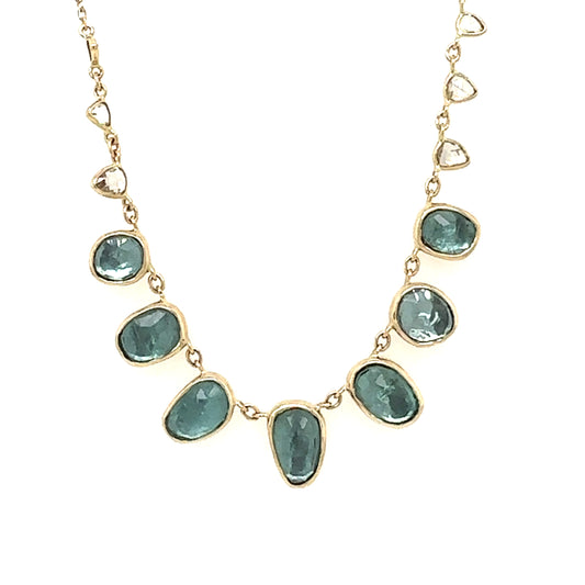 Celine Daoust 14k Graduated Tourmaline and Diamond Necklace