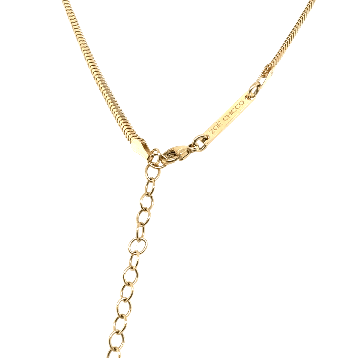 Zoë Chicco 14k Emerald Cut Emerald Pendant Snake Chain Necklace