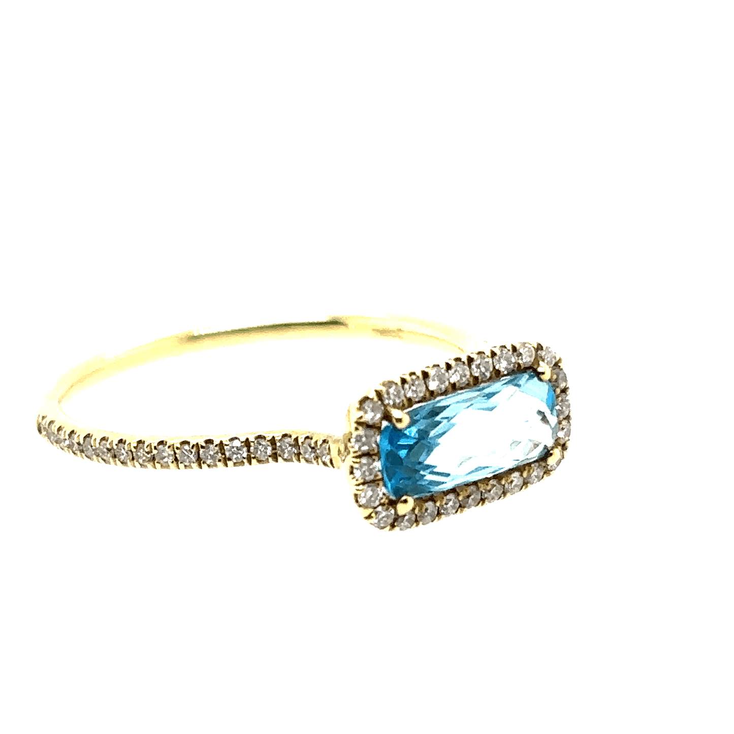 Meira T 14KT Rectangular Cut Blue Topaz Diamond Ring