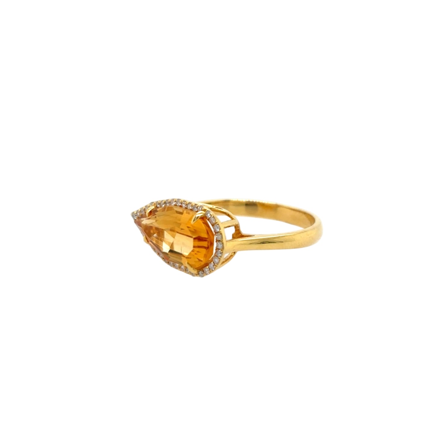18KT Pear-shaped Citrine and Diamond Ring