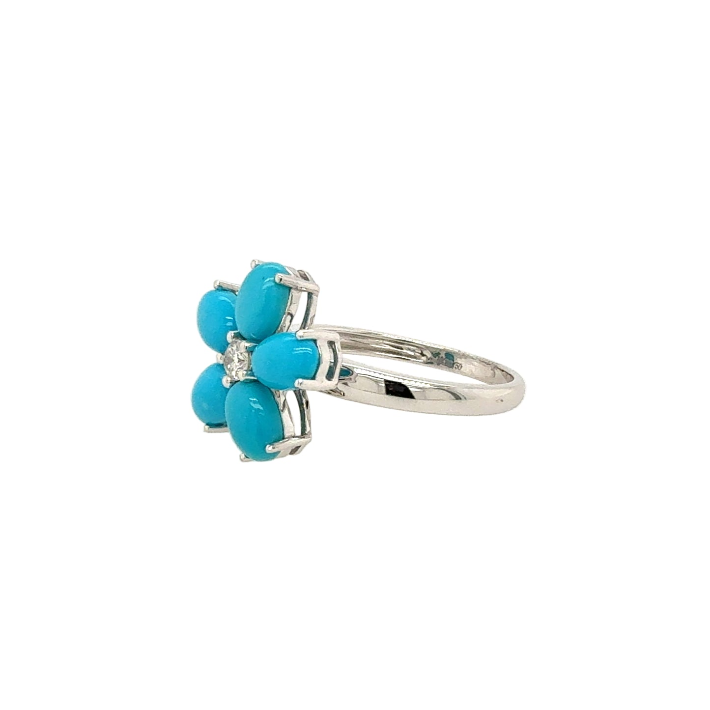 18KT Turquoise and Diamond Flower Ring