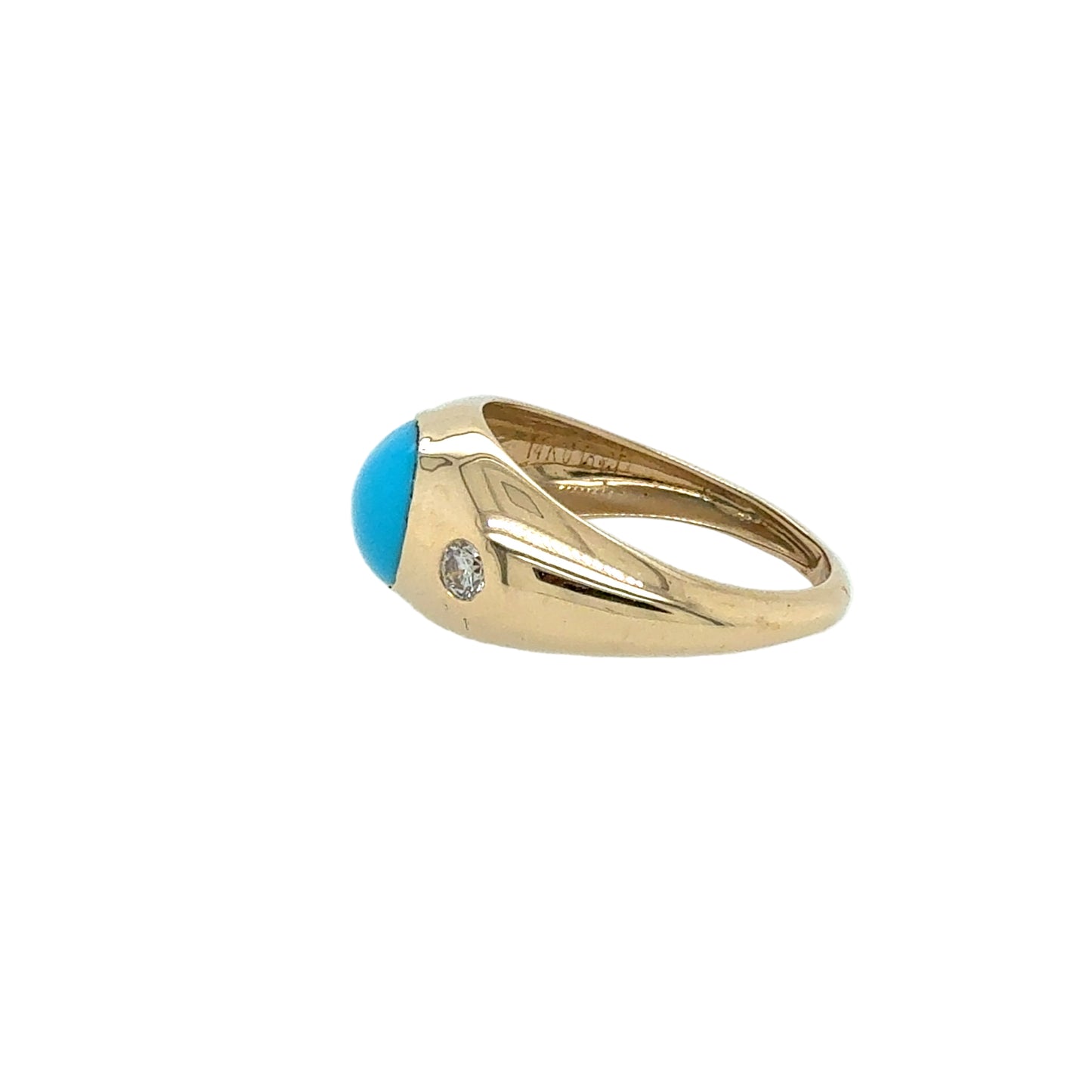 14KT Cabochon Turquoise and Diamond Band