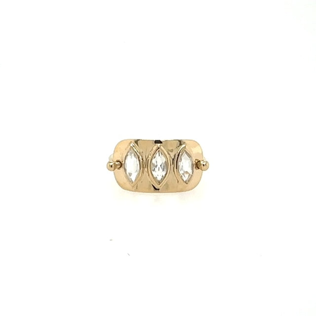 Celine Daoust 14k Triple Marquise Moonstone Solid Gold Plate Ring