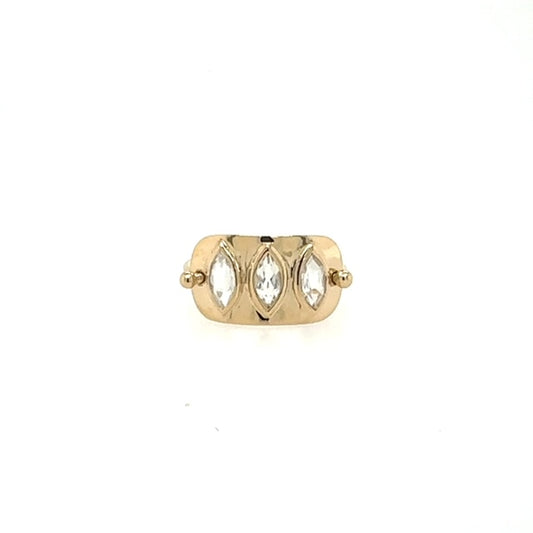 Celine Daoust 14k Triple Marquise Moonstone Solid Gold Plate Ring