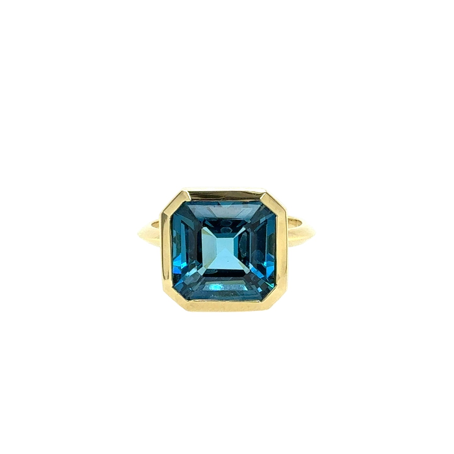 14KT Asscher-Cut London Blue Topaz Ring