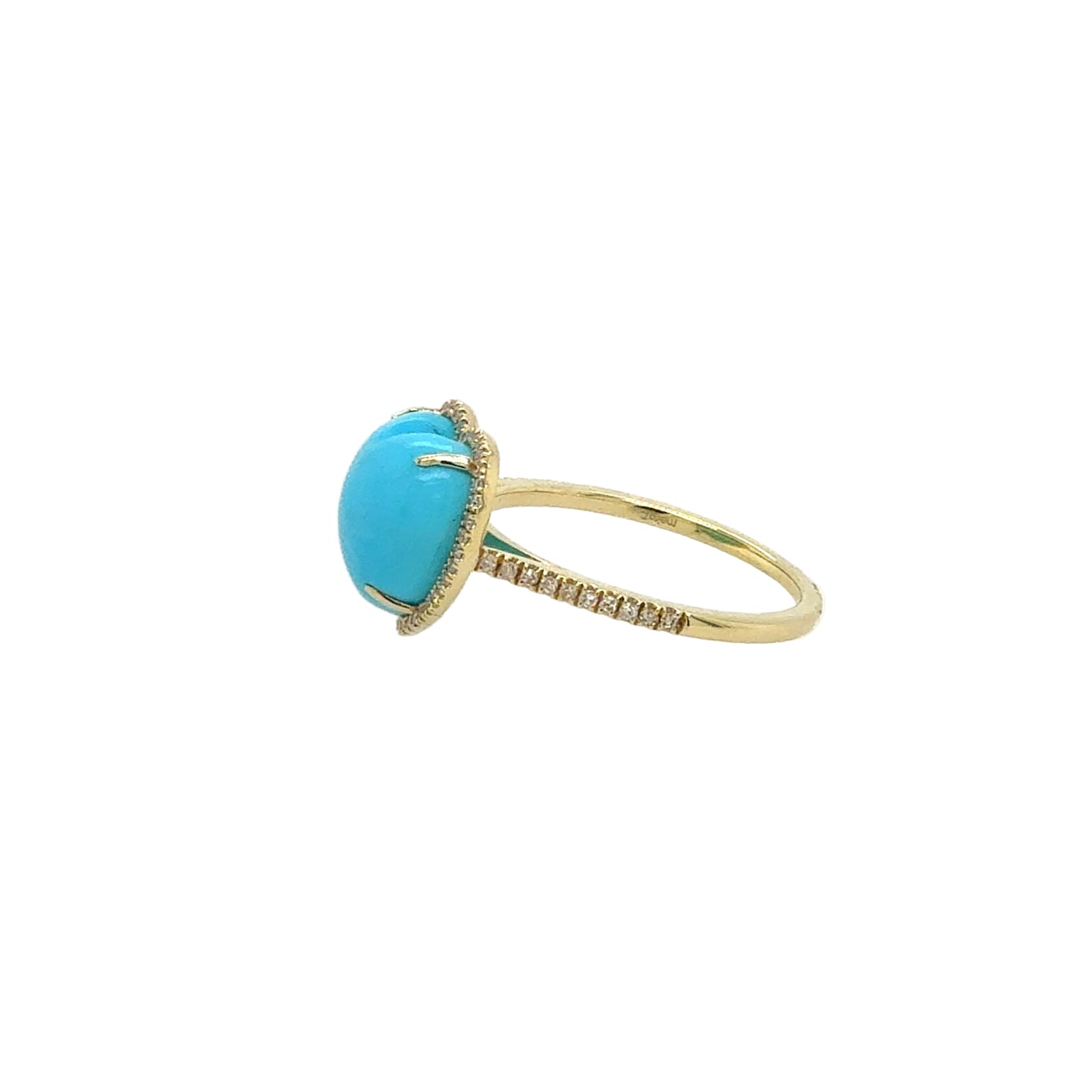 14KT Heart-shaped Turquoise and Diamond Ring