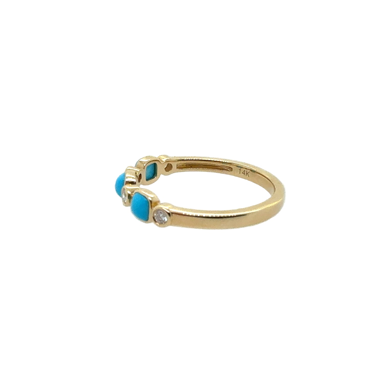 14KT Stackable Turquoise and Diamond Ring