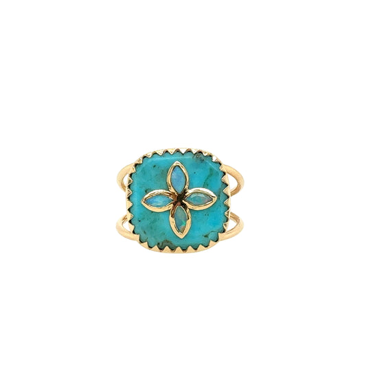 Pascale Monvoisin 9KT "Bowie" Turquoise and Opal Ring