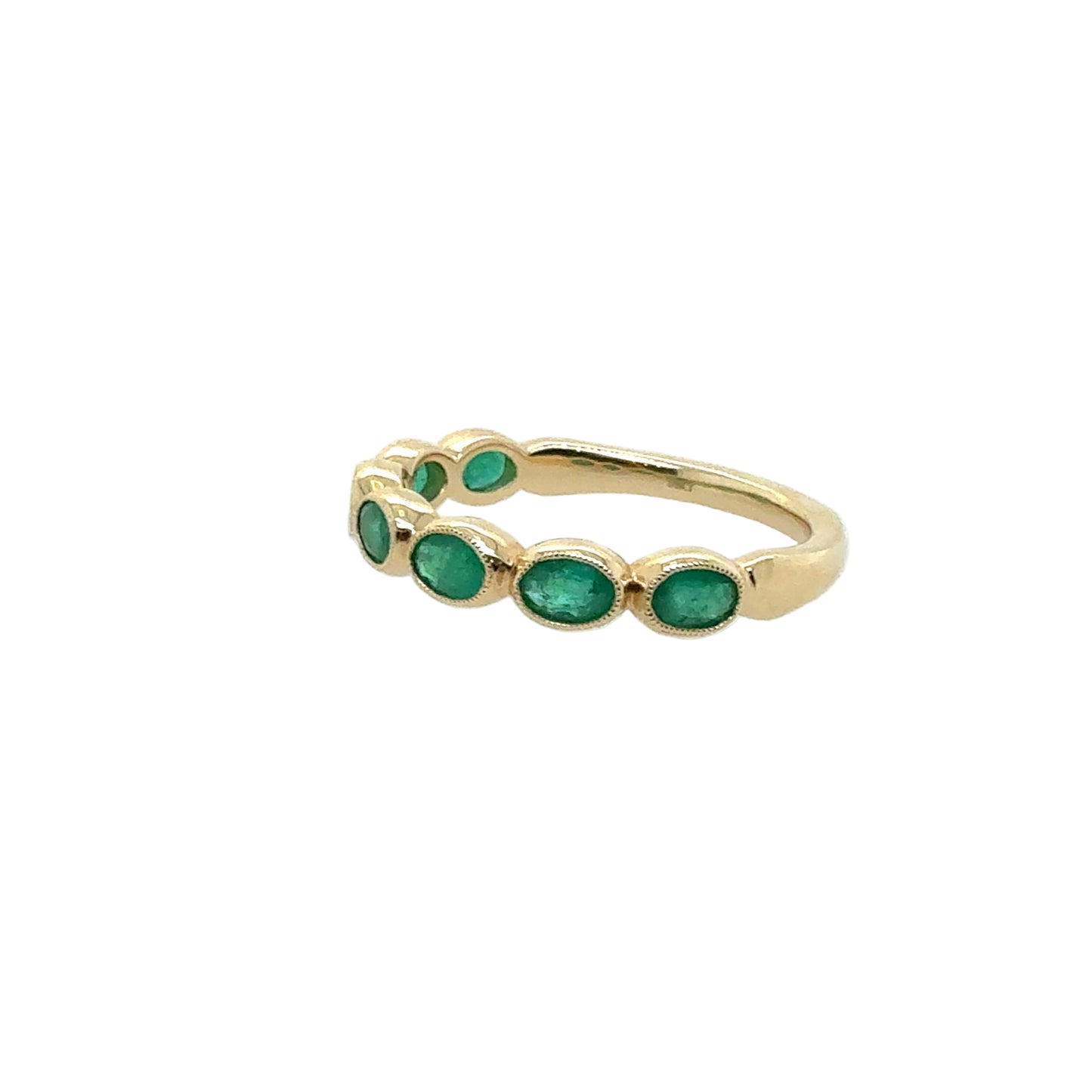 14KT Oval-Cut Emerald Half Band Ring