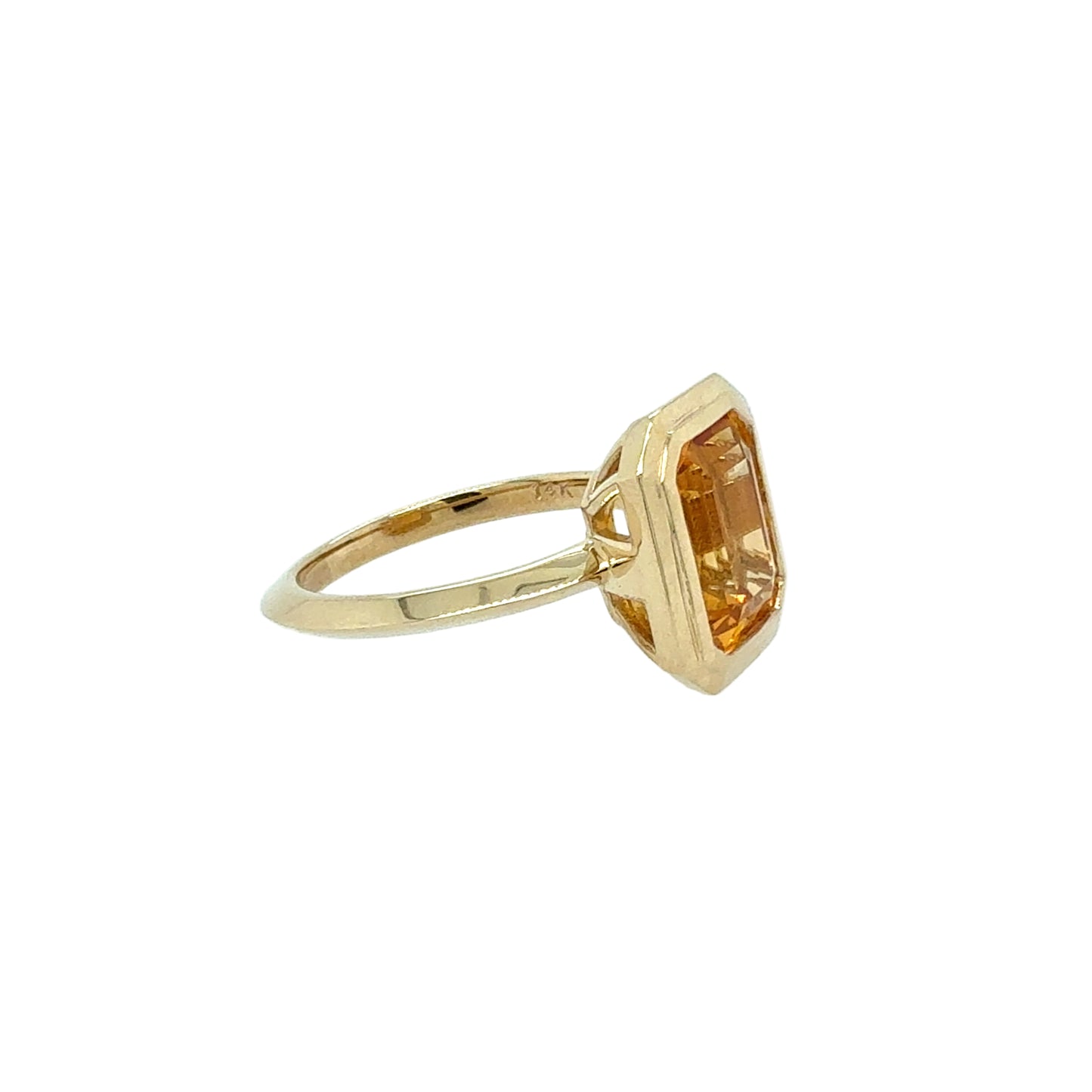 14KT Emerald-Cut Citrine Ring