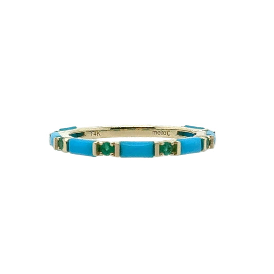 Meira T 14KT Turquoise and Emerald Stackable Ring