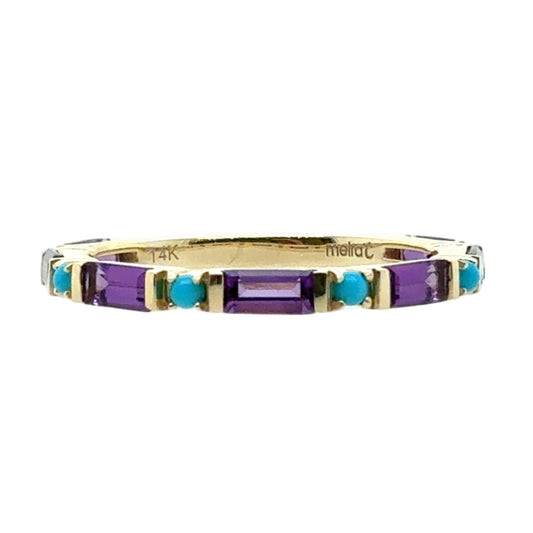 Meira T 14KT Amethyst and Turquoise Stackable Ring