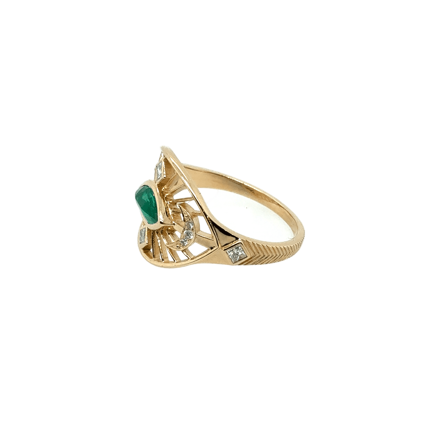 Celine Daoust 14k Marquise Emerald Diamond Eye Ring