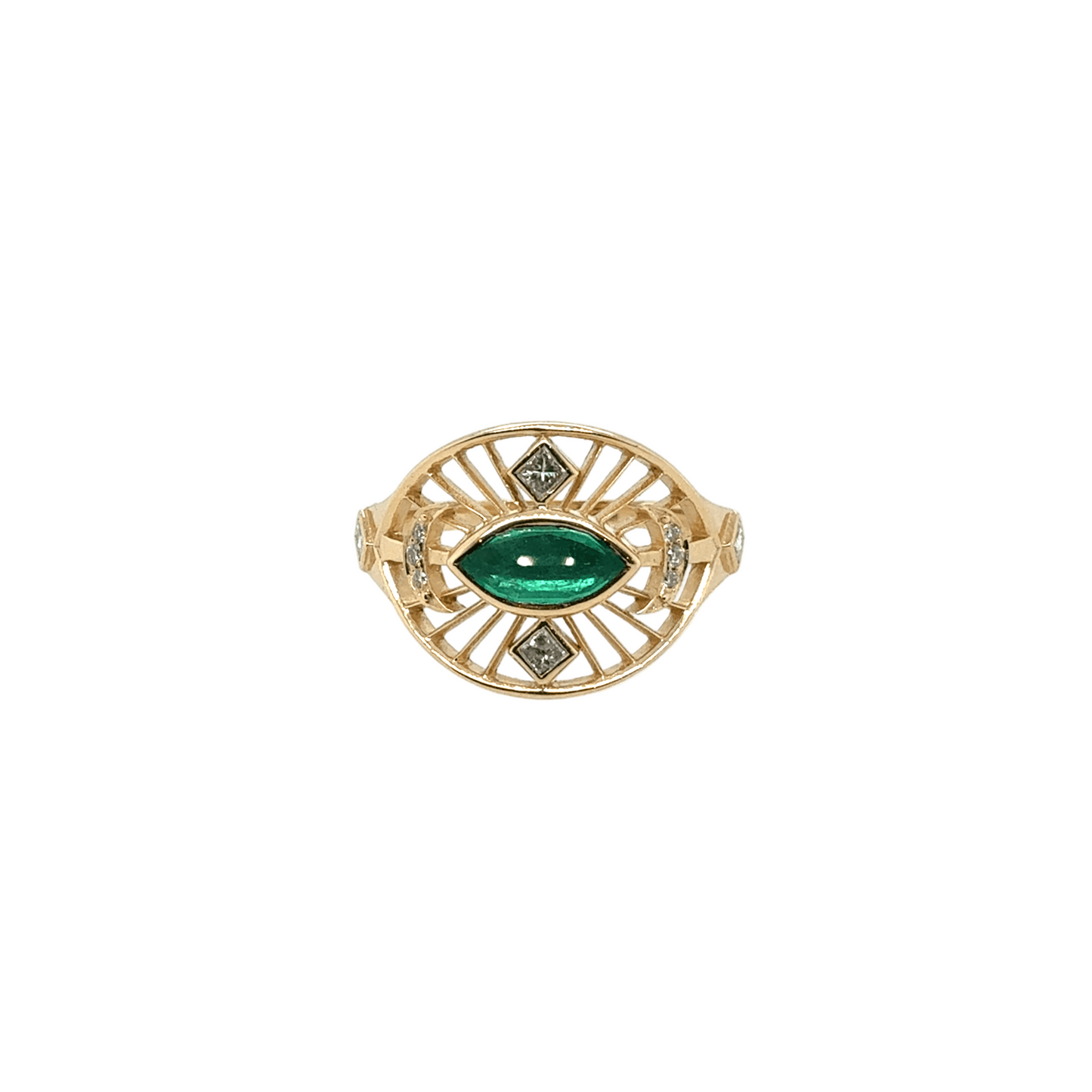 Celine Daoust 14k Marquise Emerald Diamond Eye Ring