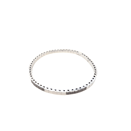 Meira T 14kt White Gold Pave Diamond Section Stretchy Bracelet