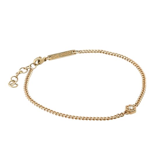 Zoë Chicco 14k Gold Diamond Hexagon Curb Chain Bracelet