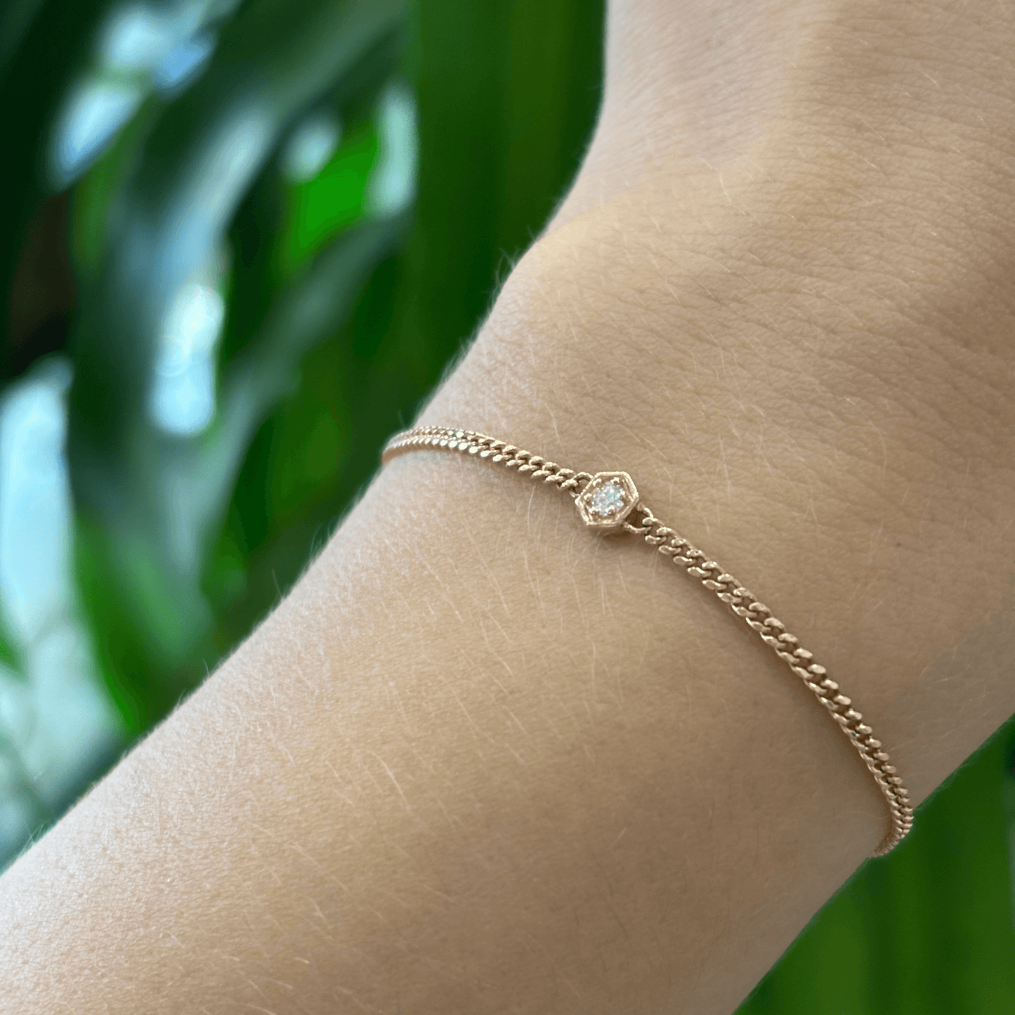 Zoë Chicco 14k Gold Diamond Hexagon Curb Chain Bracelet