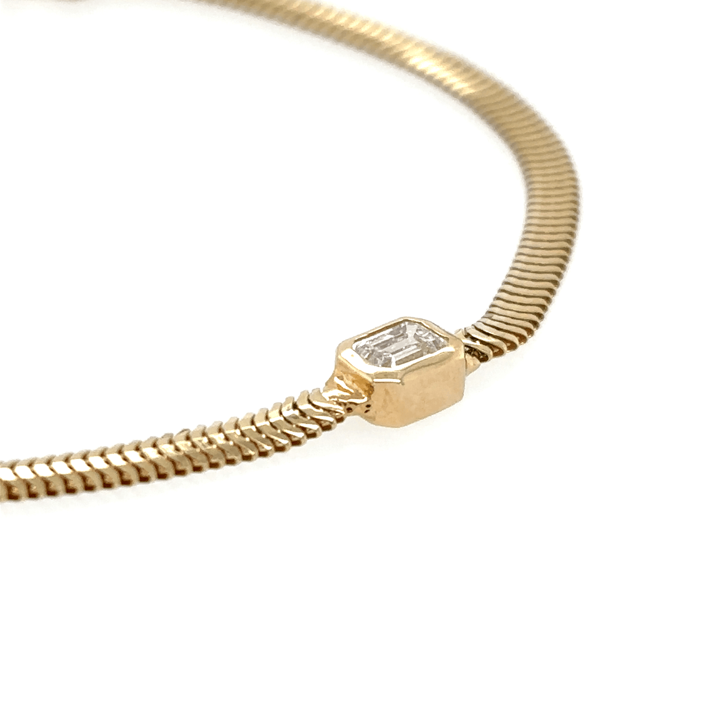 Zoë Chicco 14k Emerald Cut Diamond Small Snake Chain Bracelet