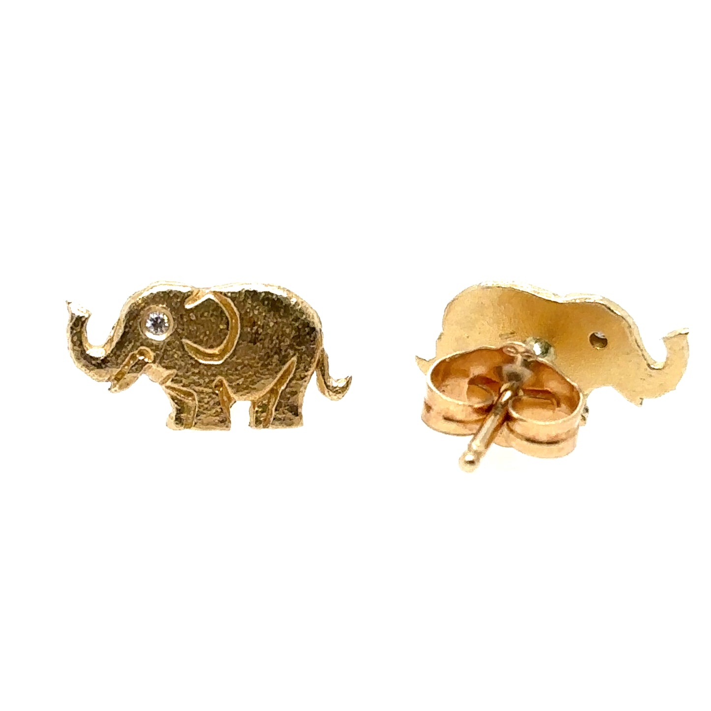 Victoria Cunningham 14kt Yellow Gold Elephant Diamond Eye Studs