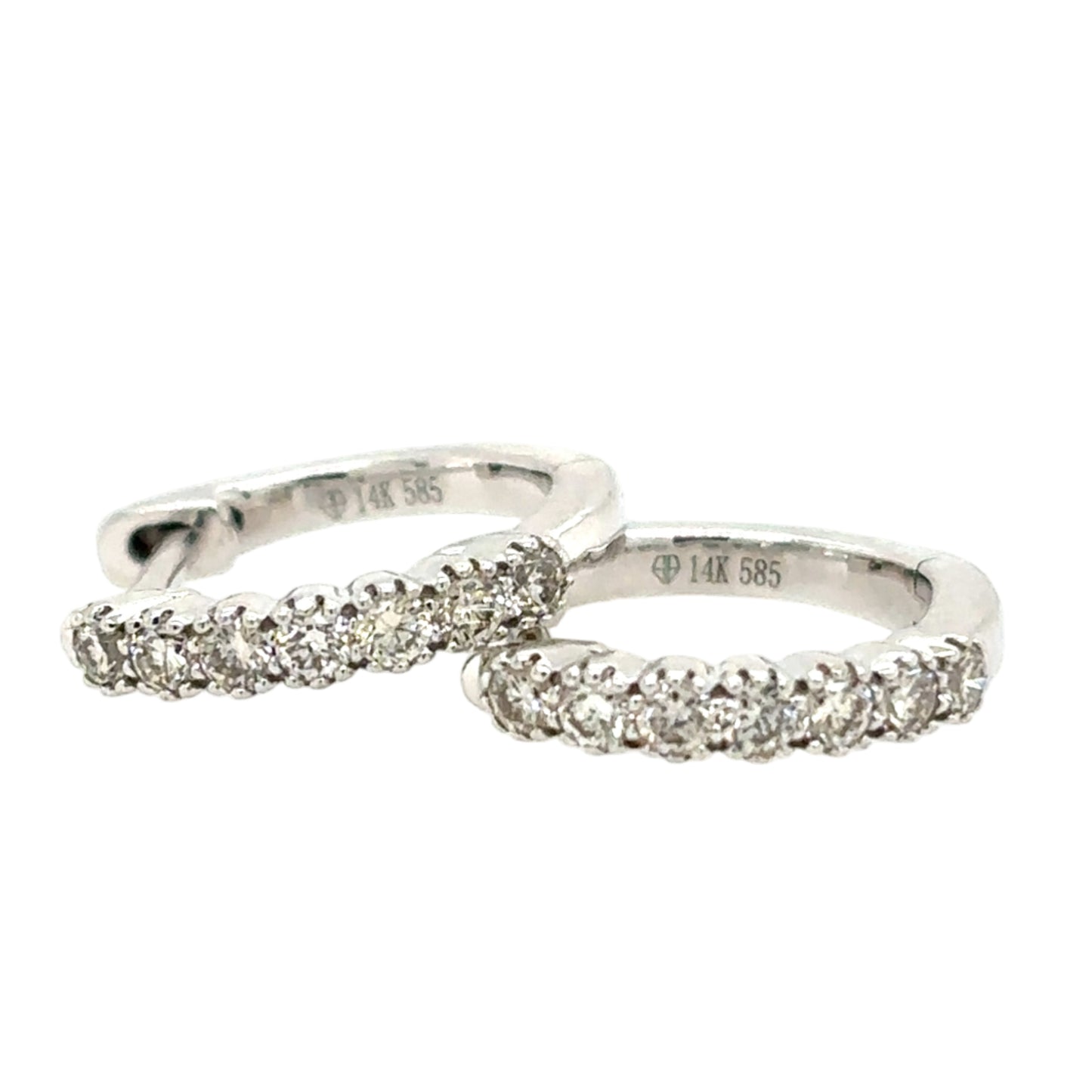 14KT Beaded-Bezel Diamond Huggie Earrings
