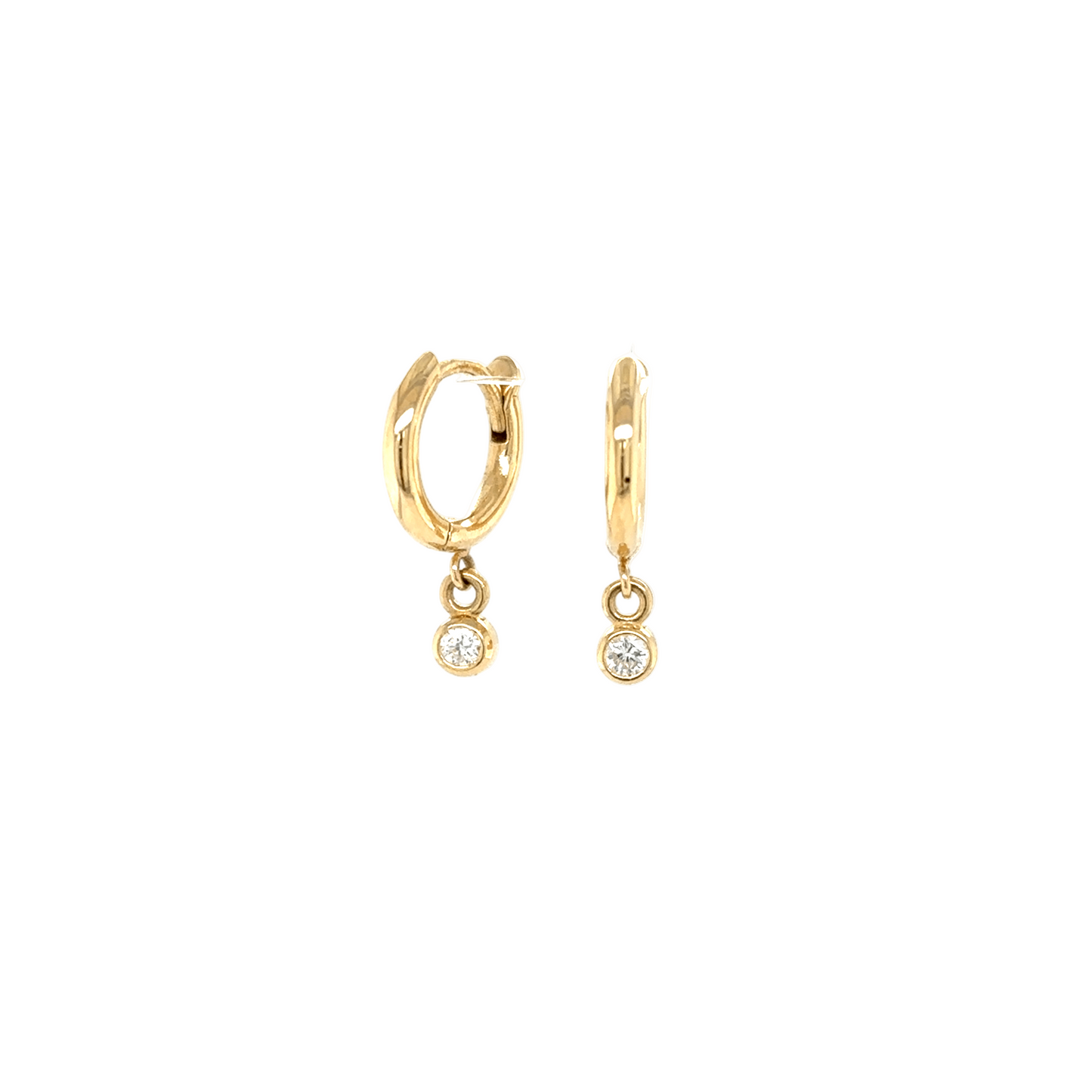Zoë Chicco 14k Gold Hinge Huggie Hoop Single Diamond Dangle