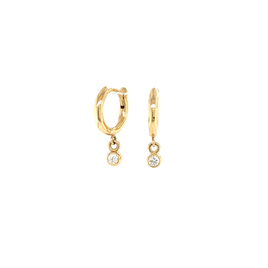 Zoë Chicco 14k Gold Hinge Huggie Hoop Single Diamond Dangle