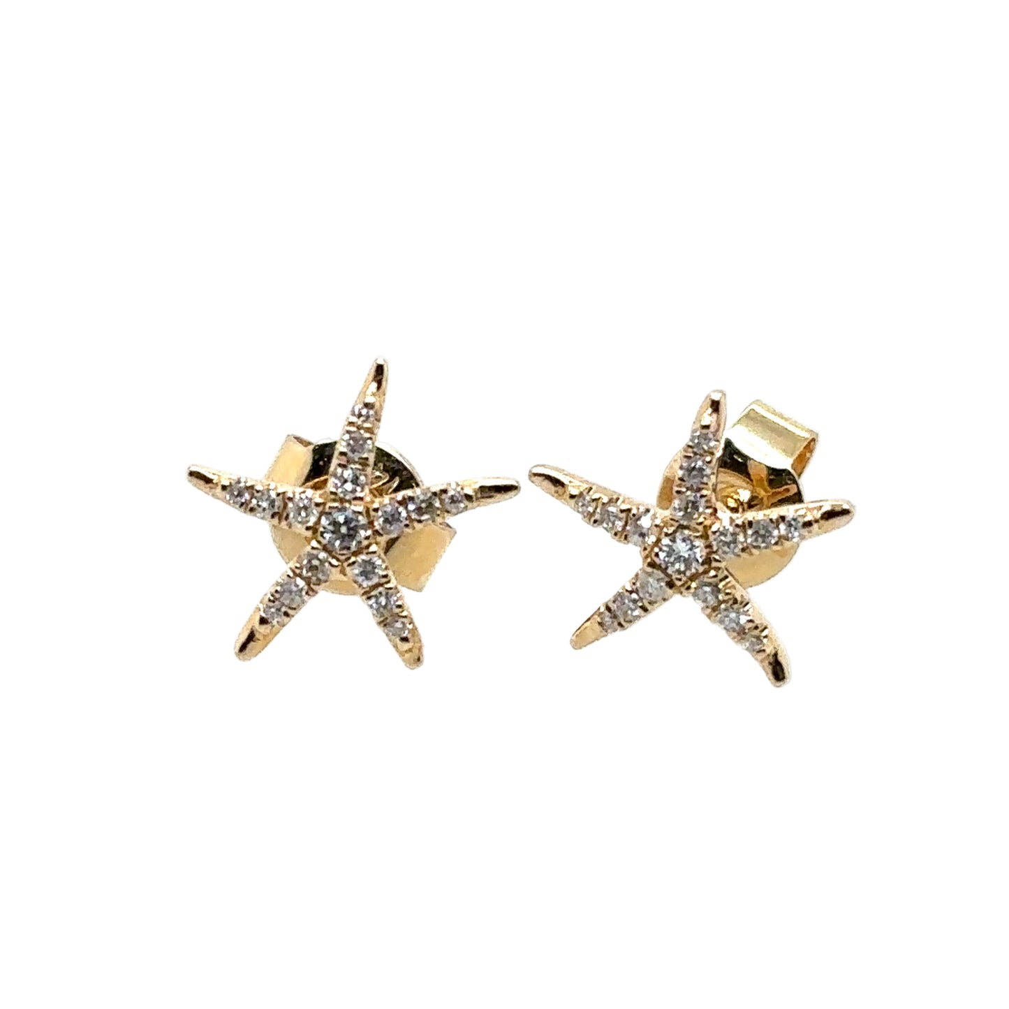 14KT Diamond Starfish Stud Earrings