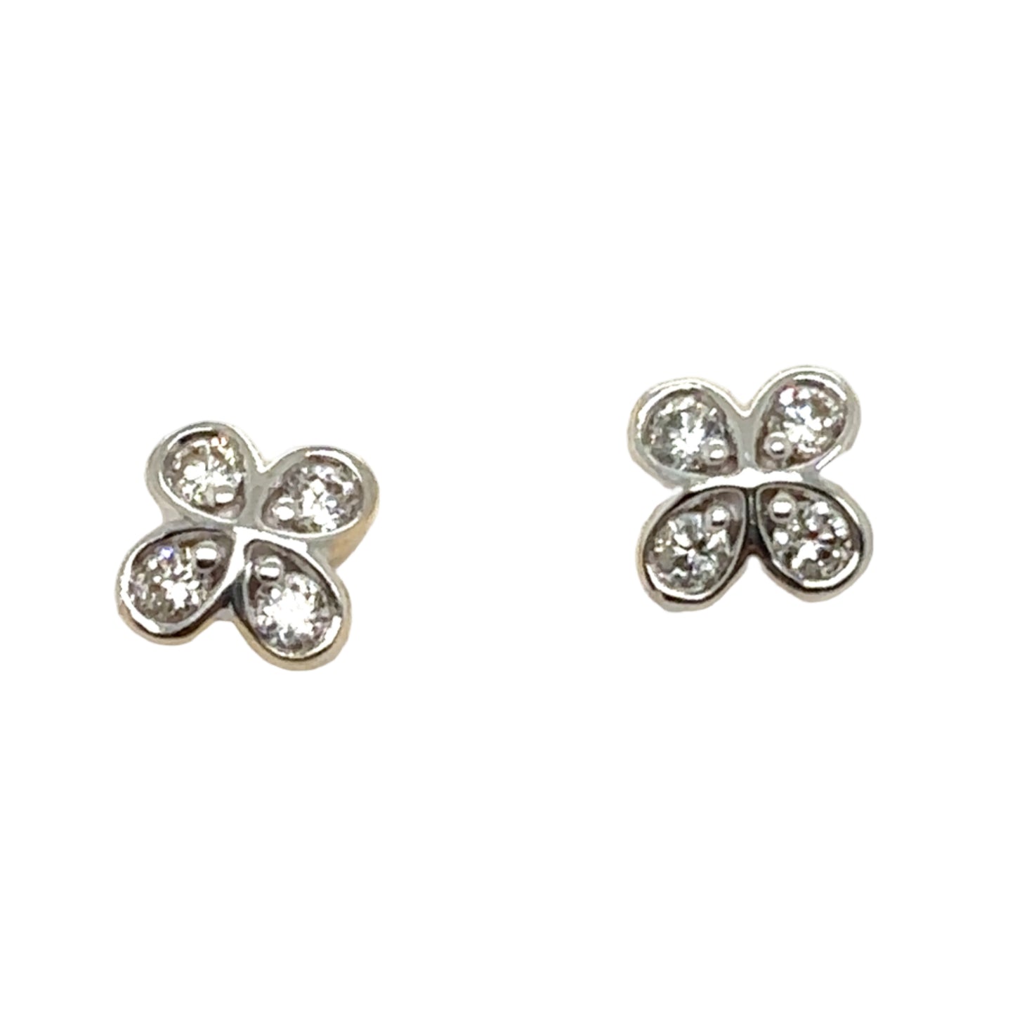 14KT Tiny Diamond Clover Studs