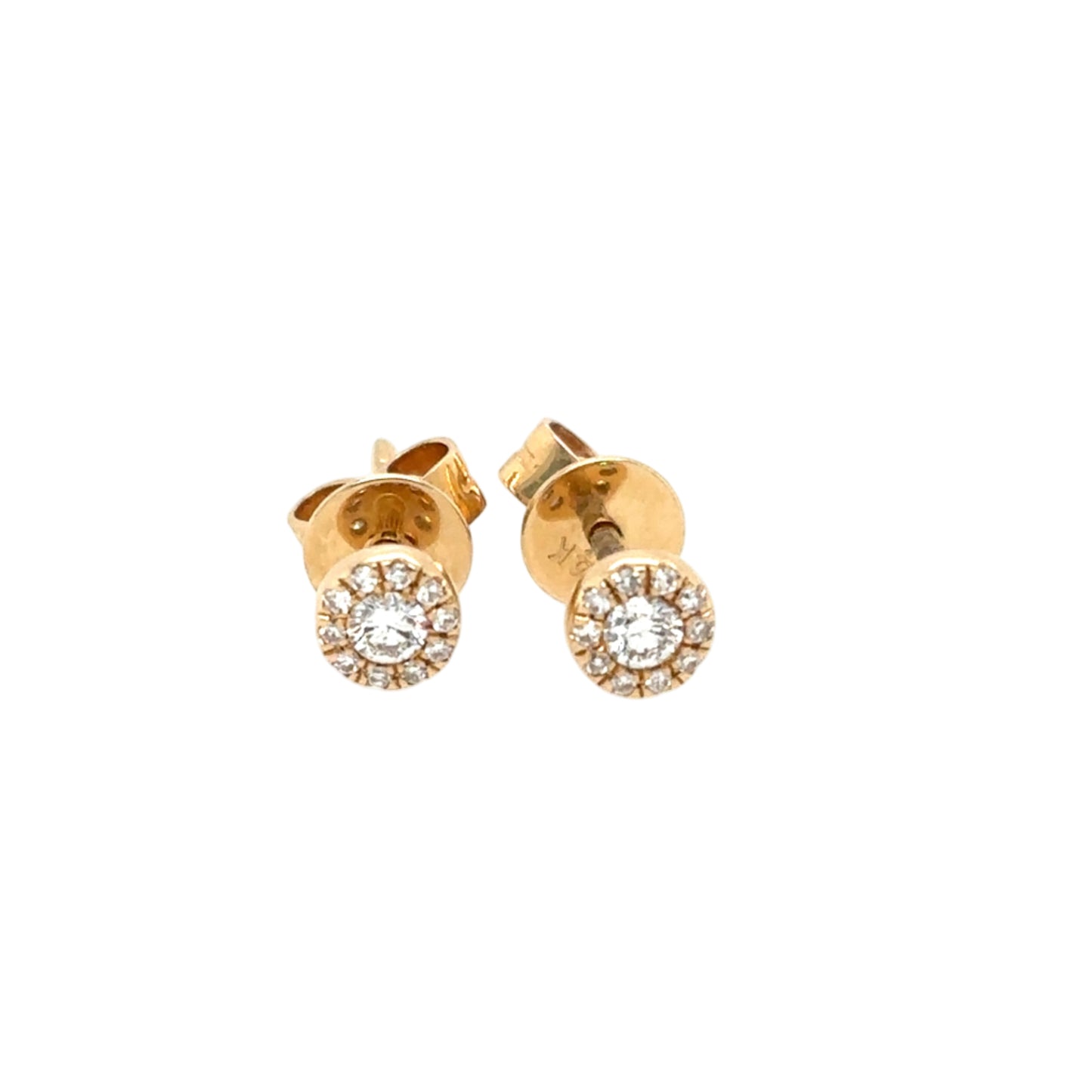 14KT Tiny Diamond Halo Stud Earrings