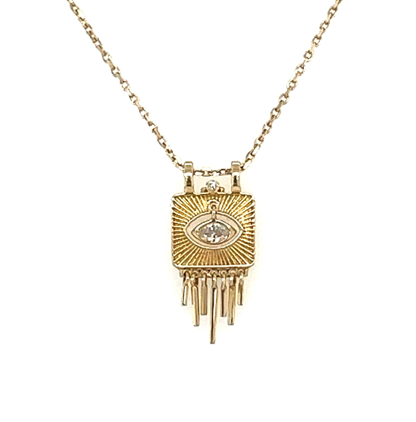 Celine Daoust 14k Gold Plate Sun Beam Dangling Eye Diamond Necklace