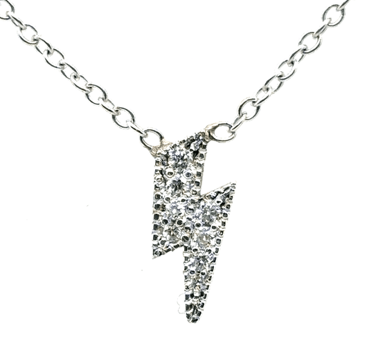 Zoë Chicco 14K White Gold Midi Diamond Lightning Bolt Necklace