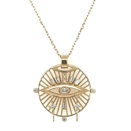 Celine Daoust 14k Third Eye Diamond and Sun Necklace