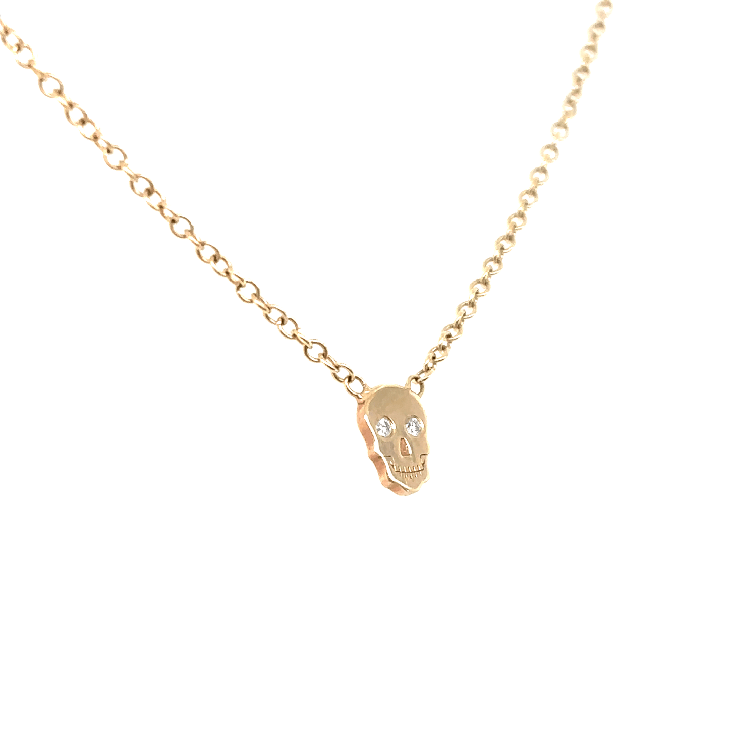 Zoë Chicco 14k Itty Bitty Skull with Diamond Eyes Necklace