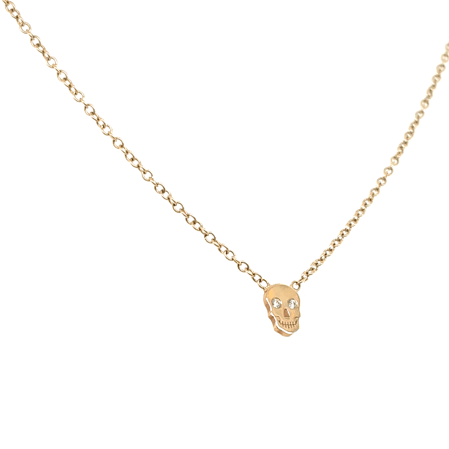 Zoë Chicco 14k Itty Bitty Skull with Diamond Eyes Necklace
