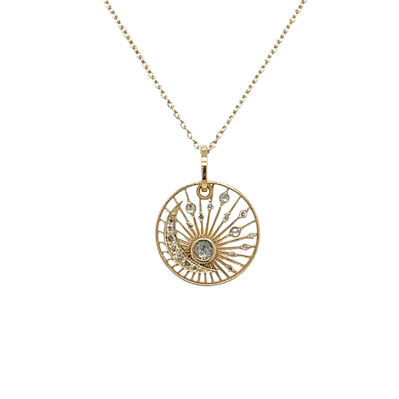 Celine Daoust 14k Moonstone and Diamonds Celestial Necklace